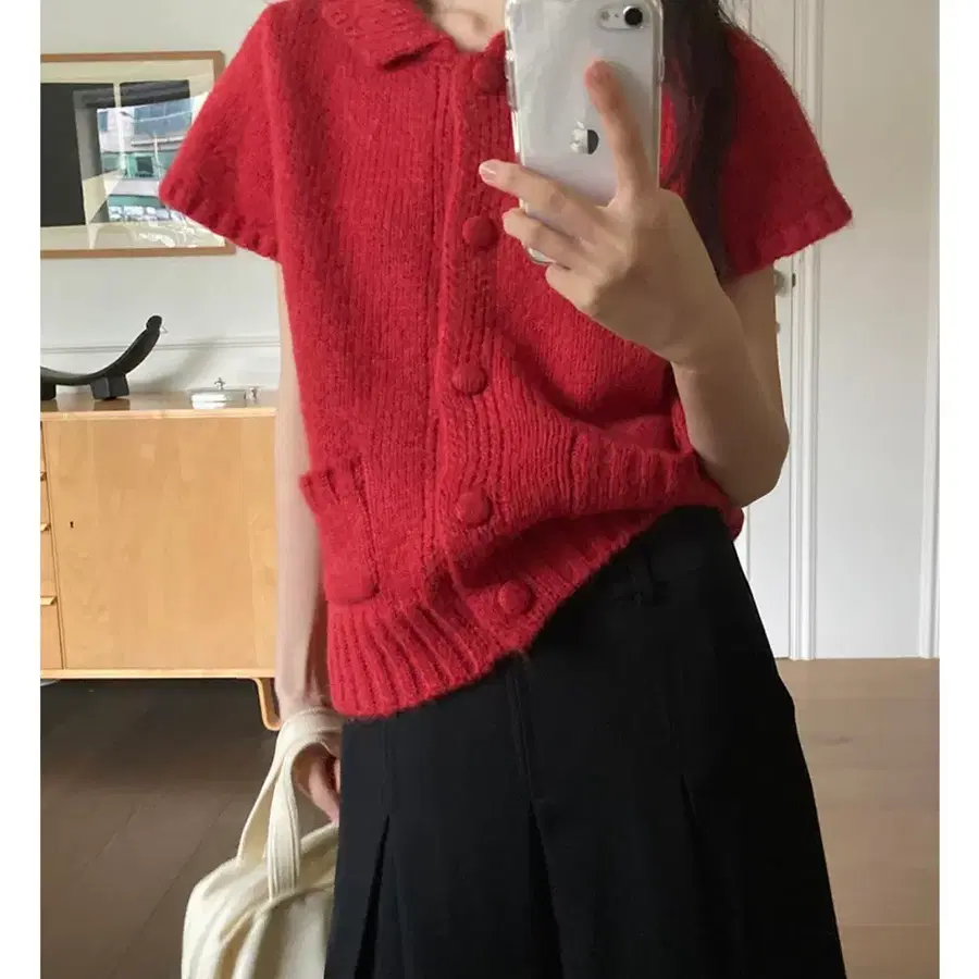 메이비베이비 rizz 가디건 레드