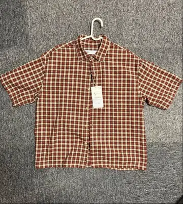 ZARA 자라 체크 무늬 반팔 셔츠 레드 계열 S 사이즈
