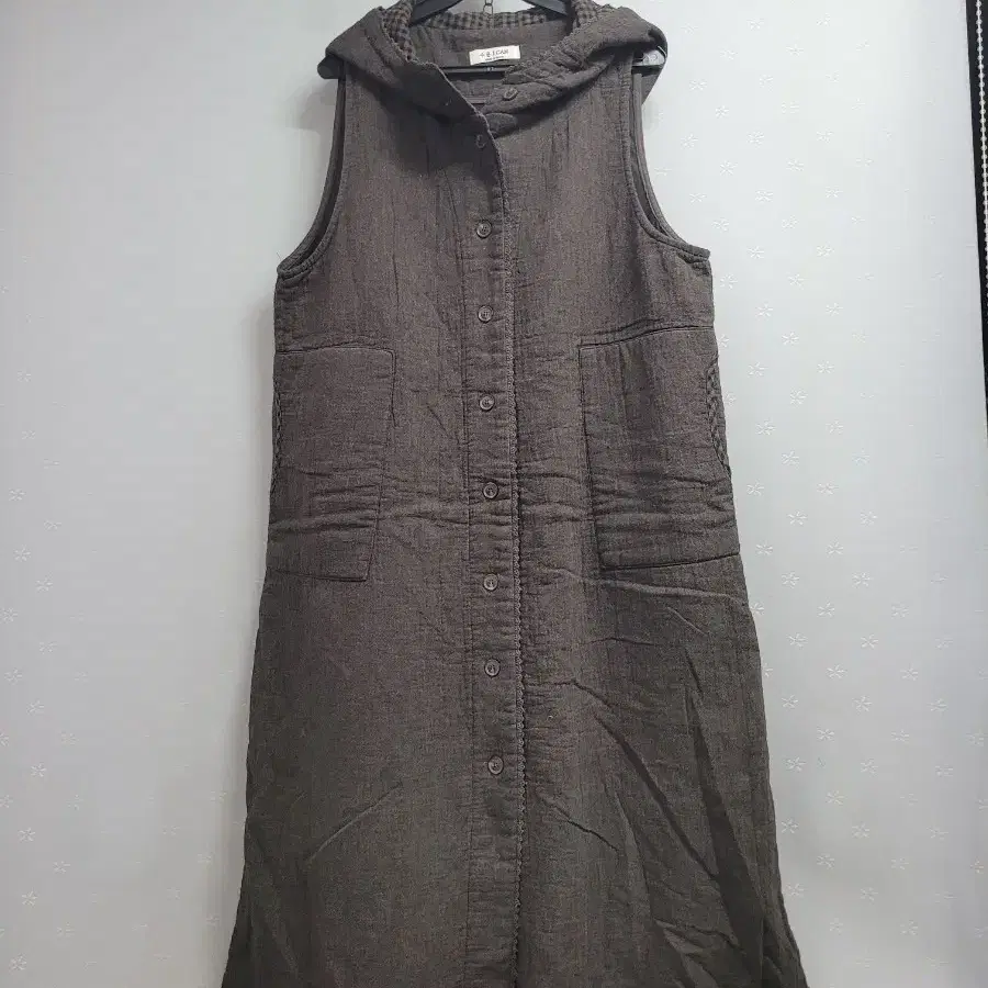 77)본딩 후드 롱조끼