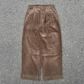 90s Croft&Barrow 2 덕 배기 코듀로이 치노 초와이드 브라운 32