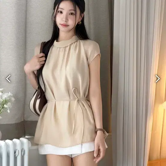 이바나헬싱키 Nuppu shirring blouse 베이지 s