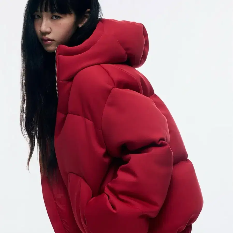 hwasan 화산 더블넥 크롭 버블 패딩 S