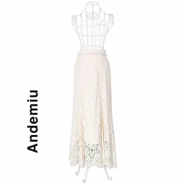 [ Andemiu ] 플라워 레이스 머메이드 스커트