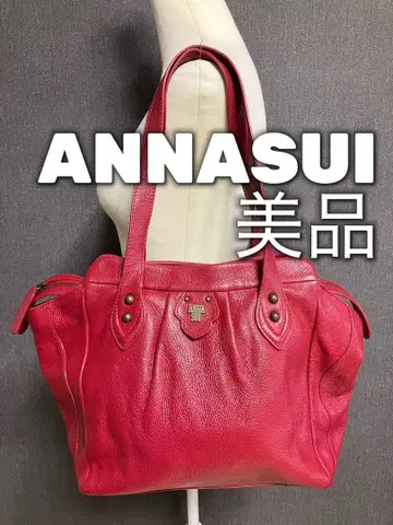 ANNA SUI 안나수이 토트백 레드 천연 가죽 가죽 새상품급