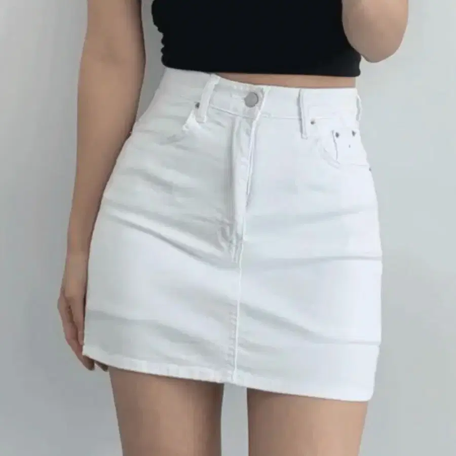화이트 데님 미니스커트 (속바지 내장