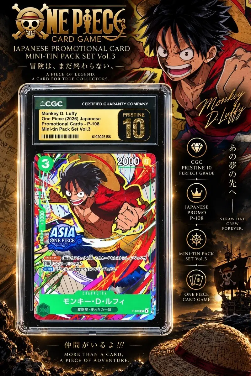 아시아 미니 틴 루피 P-108 CGC Pristine 10 일본판 프로모 | Mini-tin Vol.3