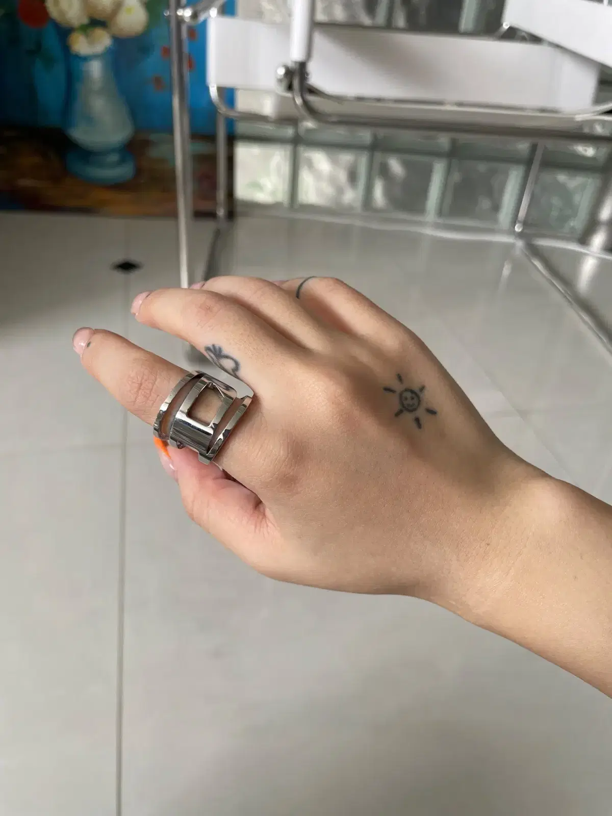 Diesel 디젤 new style d logo ring