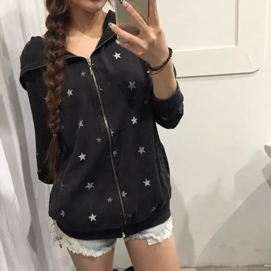 FRJEANS 모리걸 하구미 괴짜 별 케이프 후드집업