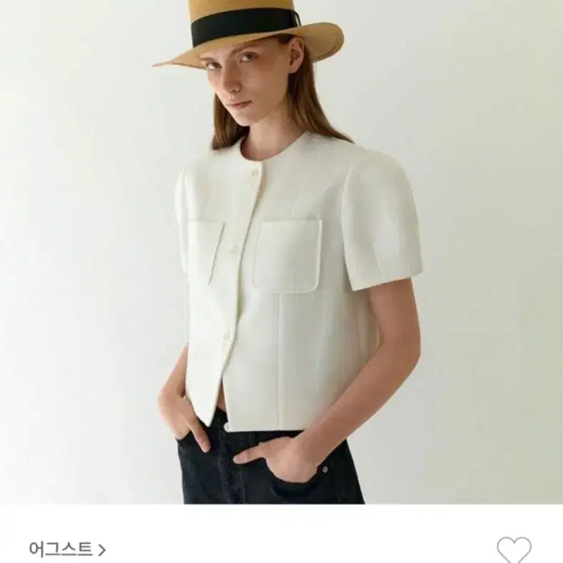 어그스트 ugst 퍼프트위드라운드넥자켓 크림 프리 시에 유메르 얼바닉 dower