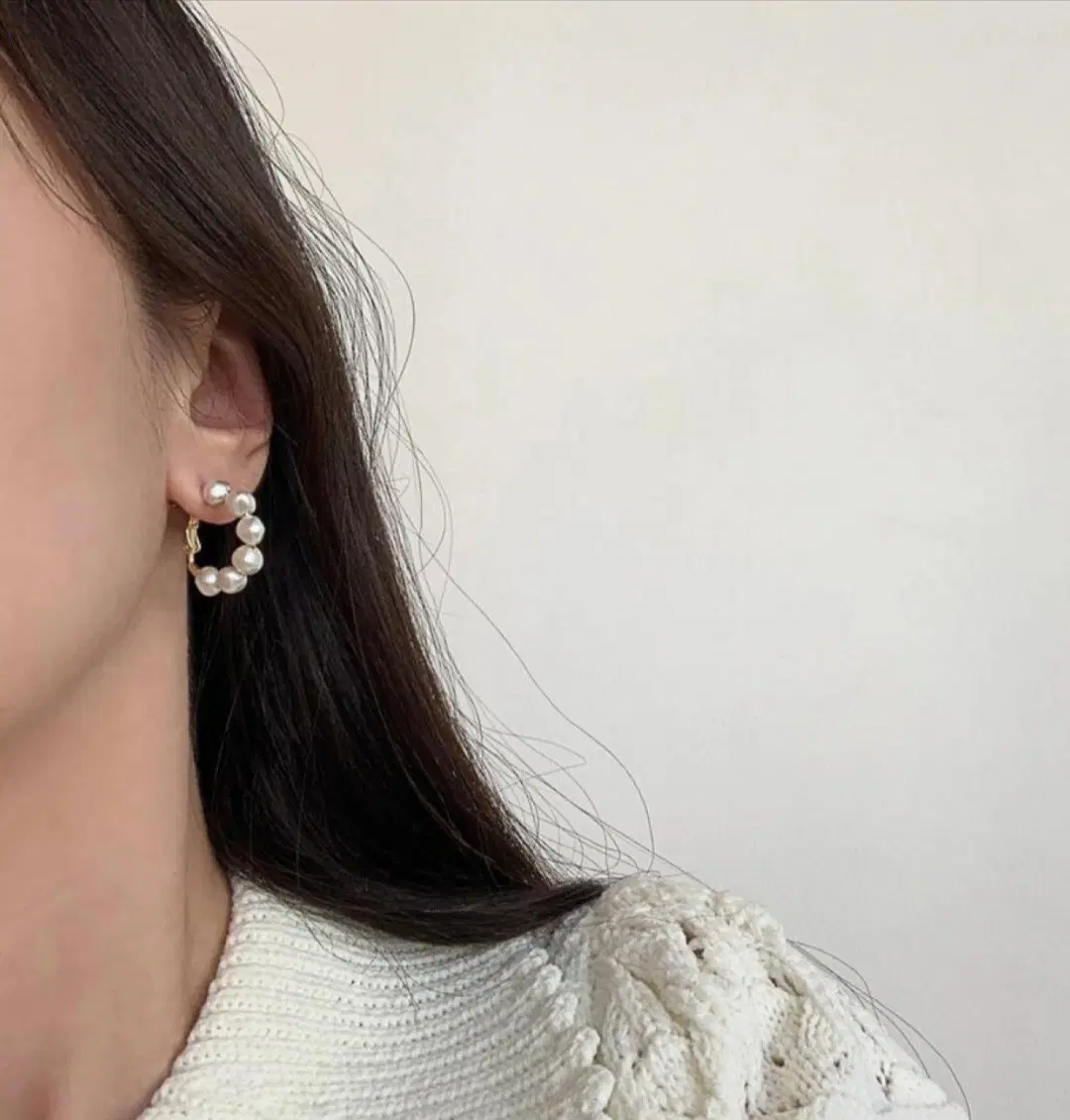 (새상품)무니켈 침 진주 링 귀걸이