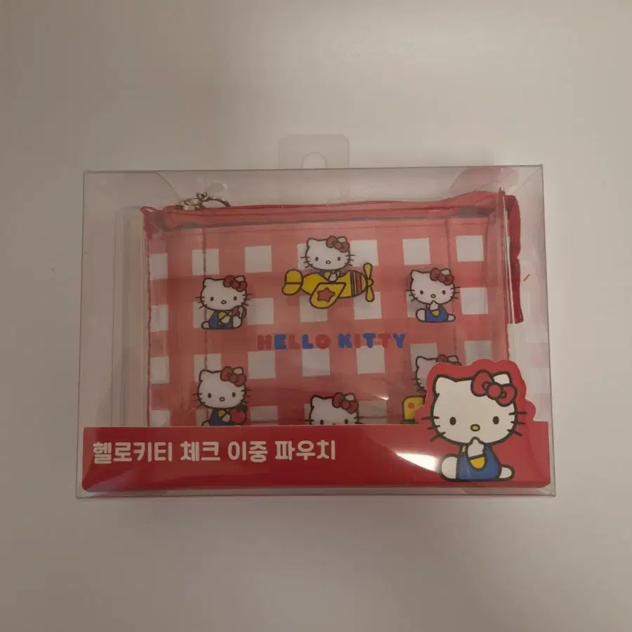 헬로키티 체크 이중 파우치/헬로키티/키티/키티파우치/헬로키티파우치/산리오파우치