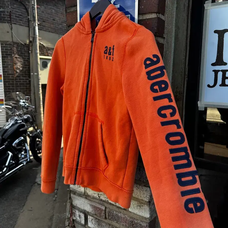 abercrombie & fitch orange full zip hoodie