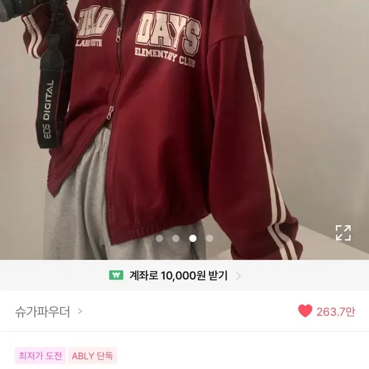 버건디 카라 집업