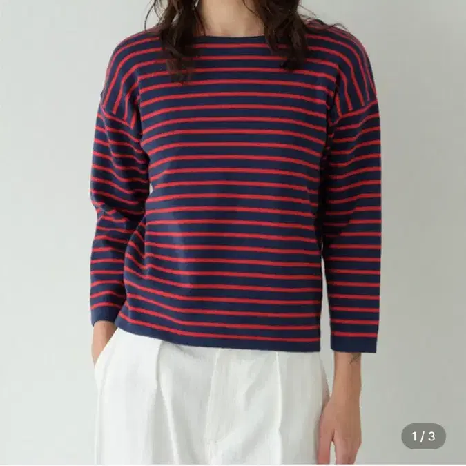 포니테일 Cote Bateau Stripe Knit (Navy & Red) 스트라이프 티셔츠