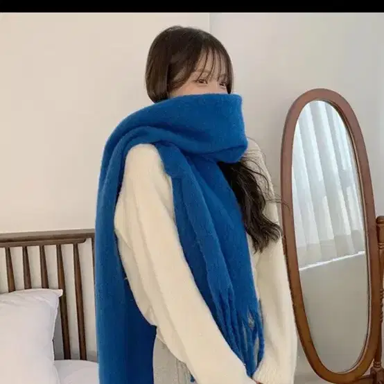 머플러 블루 1회착용