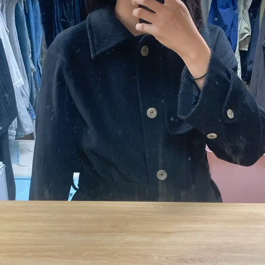 레터프롬문 블랙 울코트