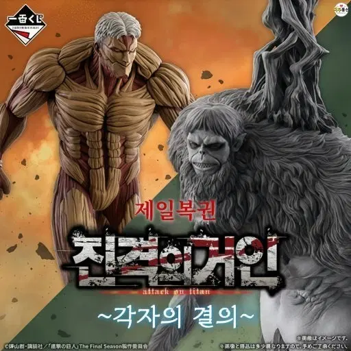 미개봉 쿠지종이 쿠지판 포함 진격의 거인 각자의 결의 1카톤