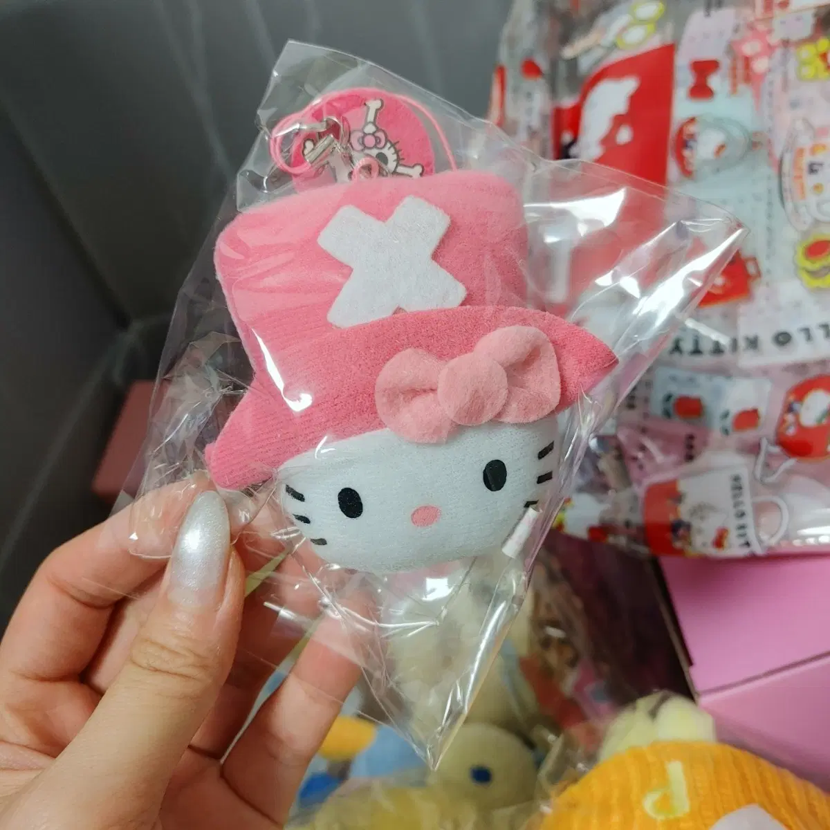 고전 정품 헬로키티 쵸파 콜라보 인형 키링