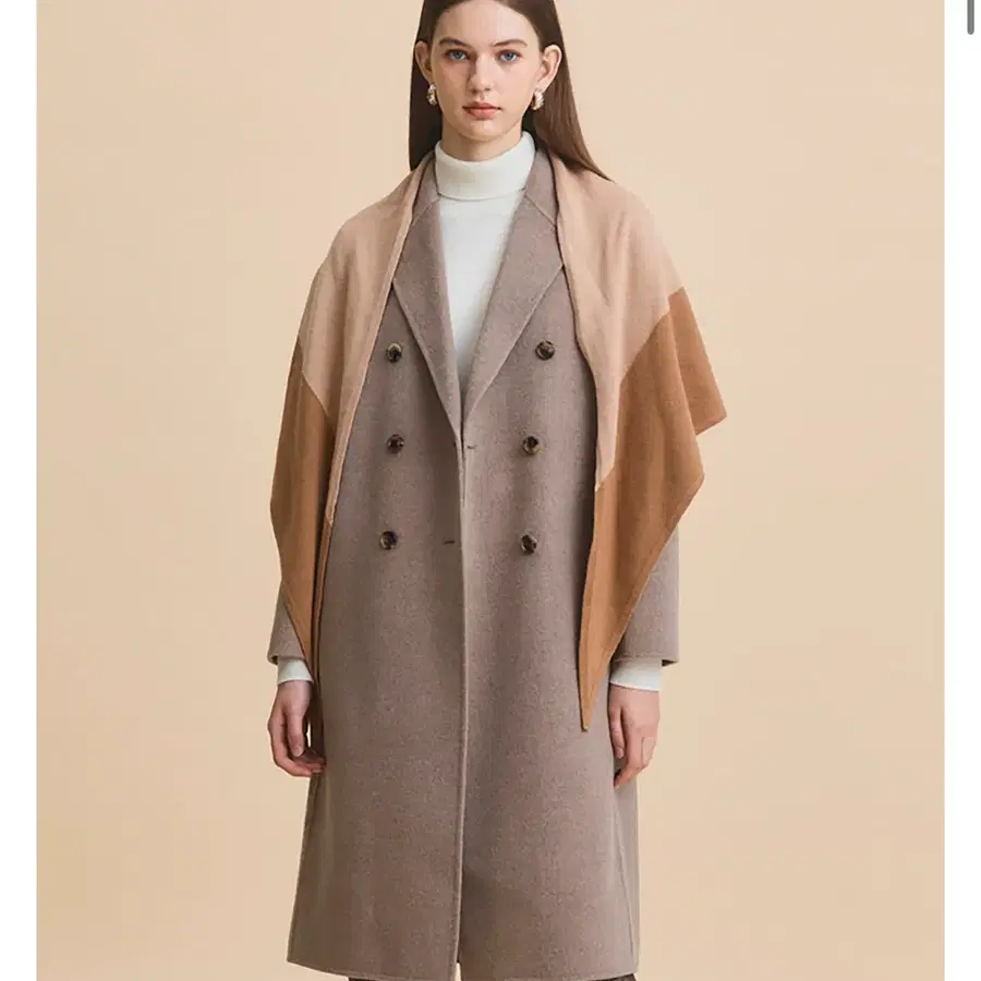 헤지스 23fw 울 캐시미어 핸드메이드 더블 버튼 롱코트 90