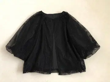 새상품 Blooming 지유가오카 블랙 메쉬 벌룬 슬리브 자켓