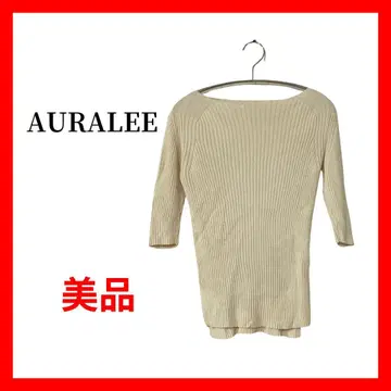 AURALEE 리브 니트 티셔츠 7부 소매 일본제 여성용 B2410