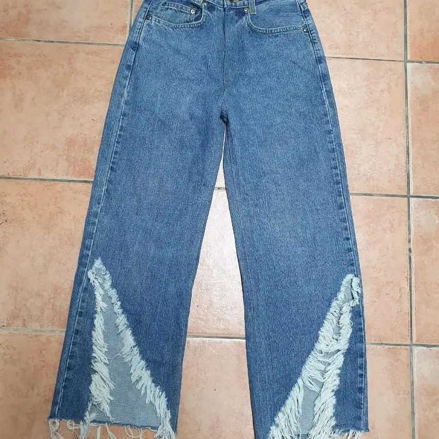 [유니크/Y2K] Arizona Jean Co. 빈티지 디스트레스트 와이드 데님 (24-25인치)
