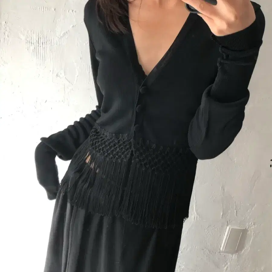 Moschino 모스키노 프린지 블랙 크롭 가디건