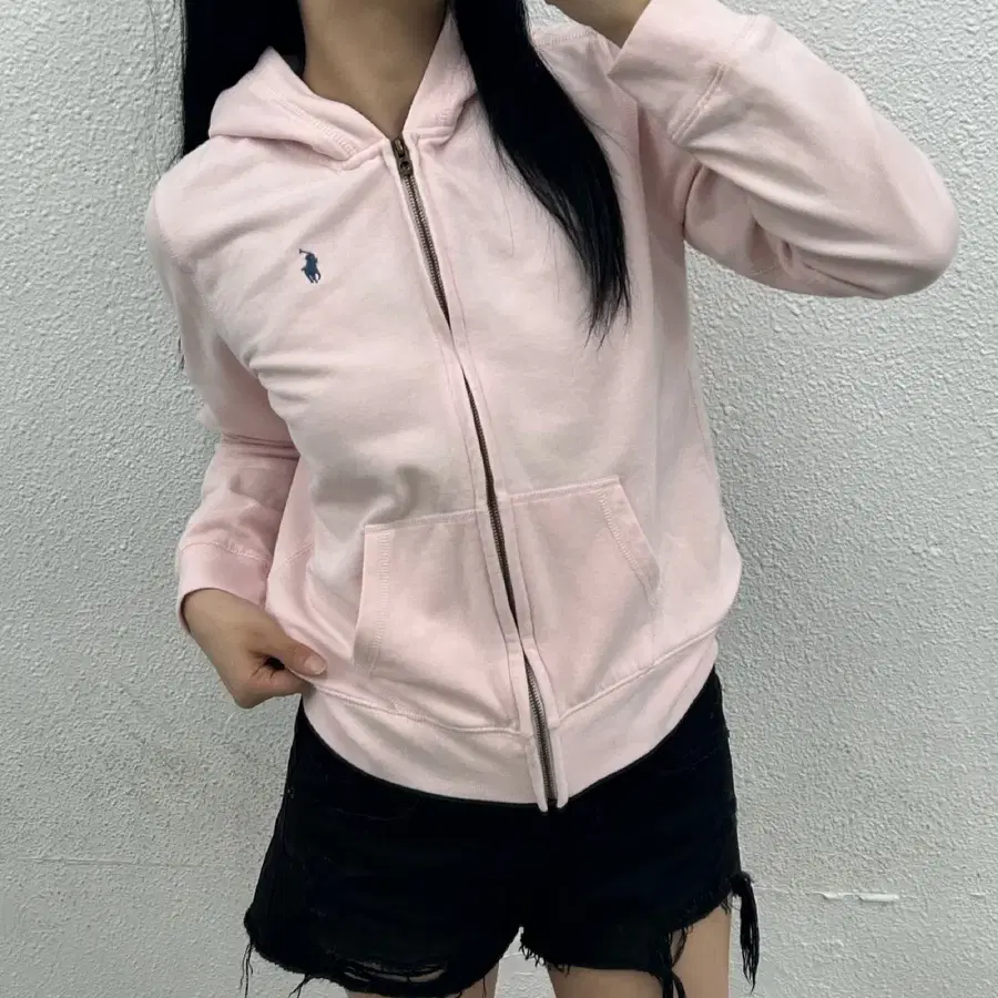 폴로 랄프로렌 뮤트블루 딸기우유맛 후드집업 XL