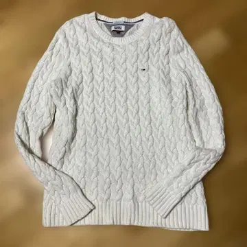 TOMMY JEANS 케이블 니트 스웨터 화이트 M