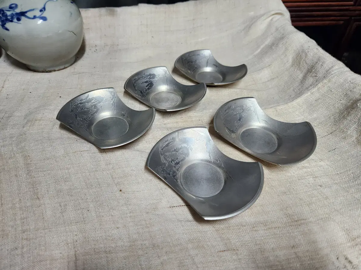 일본 전통 순주석 차탁(찻잔 받침)주석차탁
