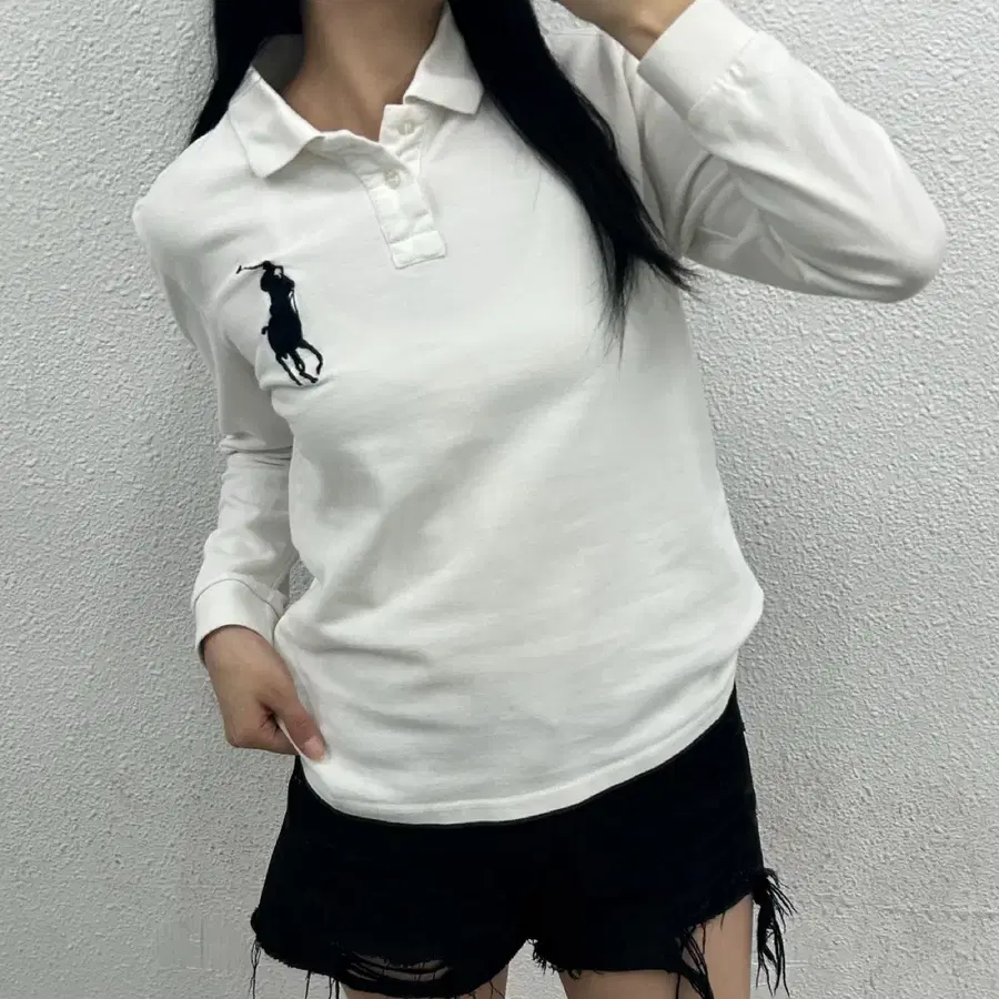 폴로 랄프로렌 네이비 빅포니 화이트 pk티 L
