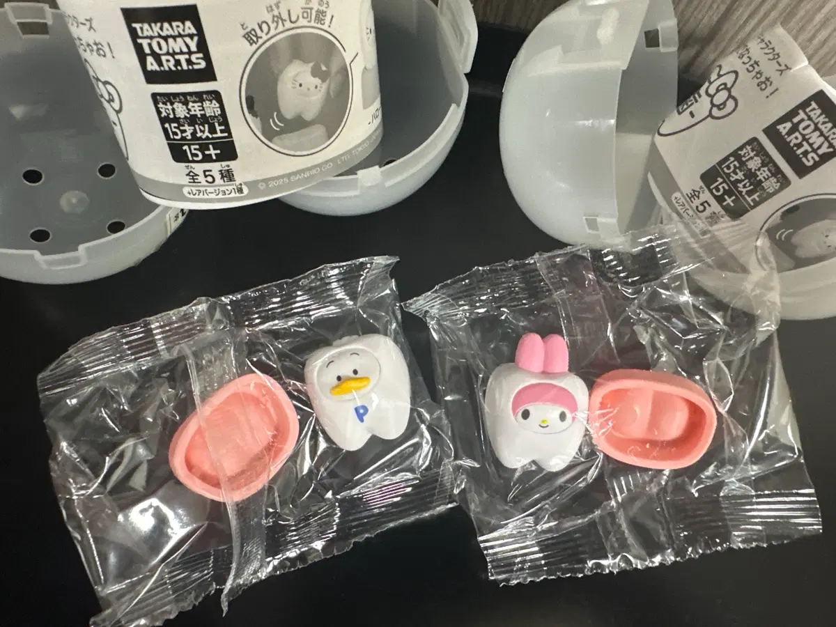 (2개일괄) 산리오 치아 이빨 기챠 세트 오리 페클 마이멜로디 피규어 뽑기