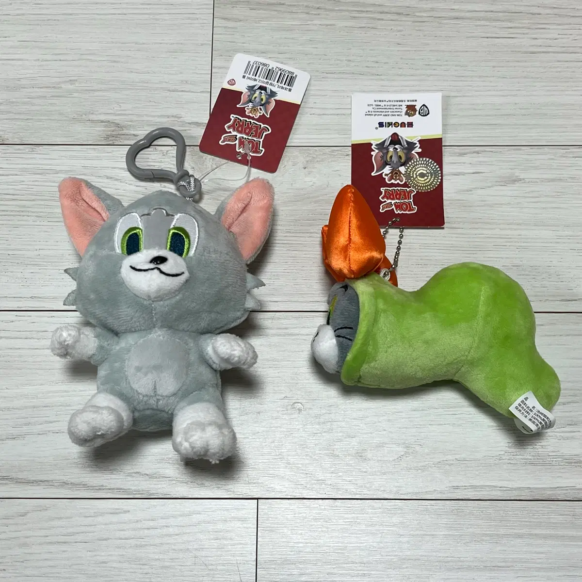 톰과제리 톰 인형 키링 2개 일괄 (베이비 톰 & 애벌레 리본 톰)