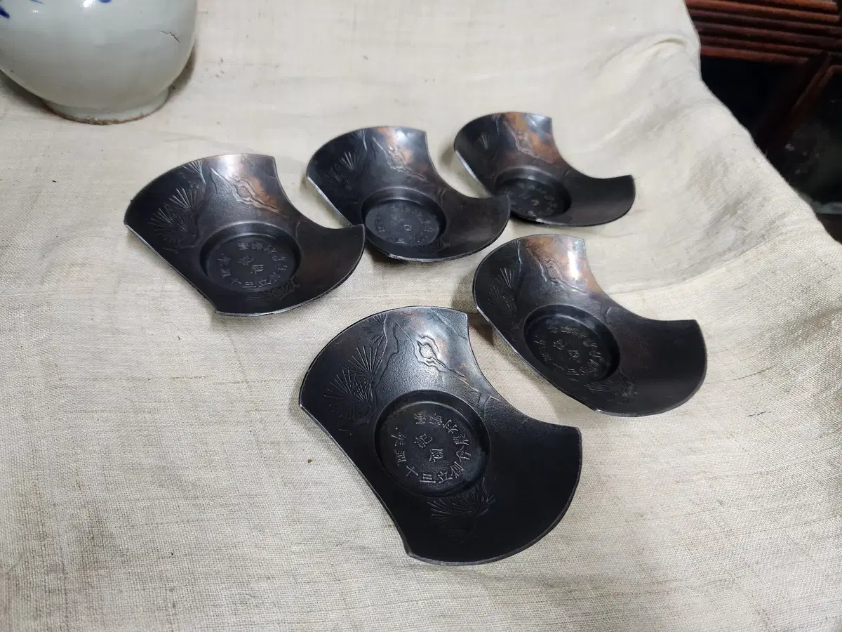일본 빈티지 주석차탁 5개