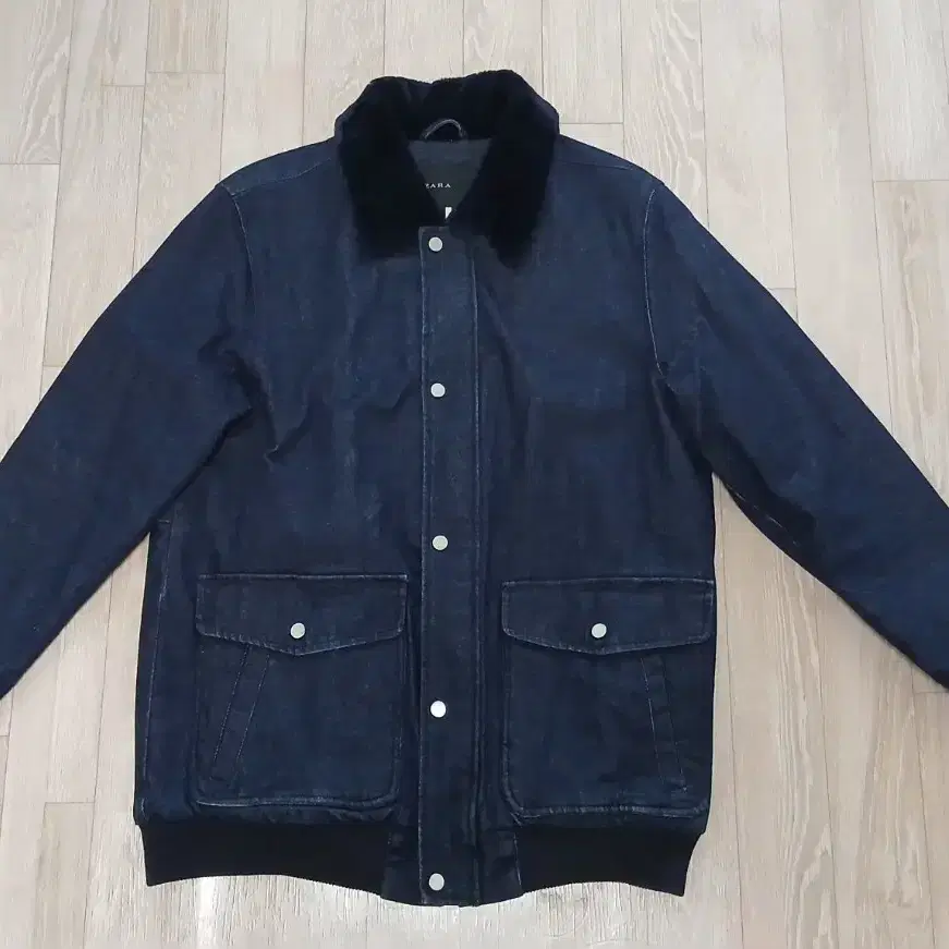 자라 ZARA 데님 반코트 네이비 럭셔리 XL 누빔