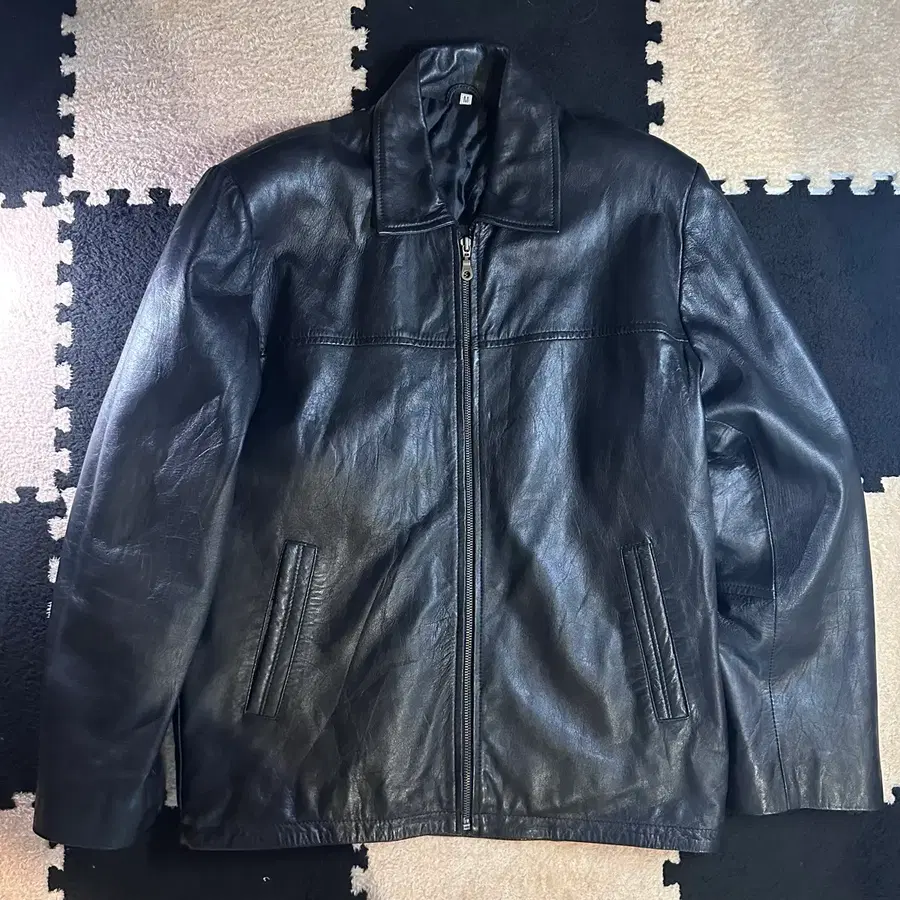 [빈티지/리얼레더] 팔콘(FALCON) 리얼 가죽 집업 자켓 블랙 M (Genuine Leather)