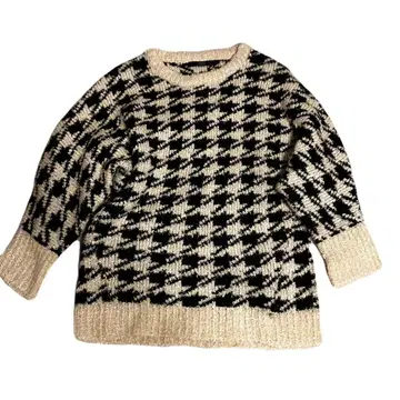 united arrows 하운드투스 패턴 긴팔 니트