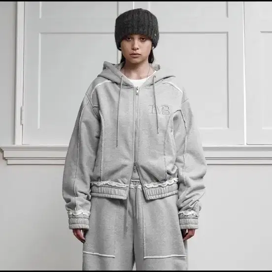 트리밍버드 cut-out set-up sweat jumper [멜란 지그레이]