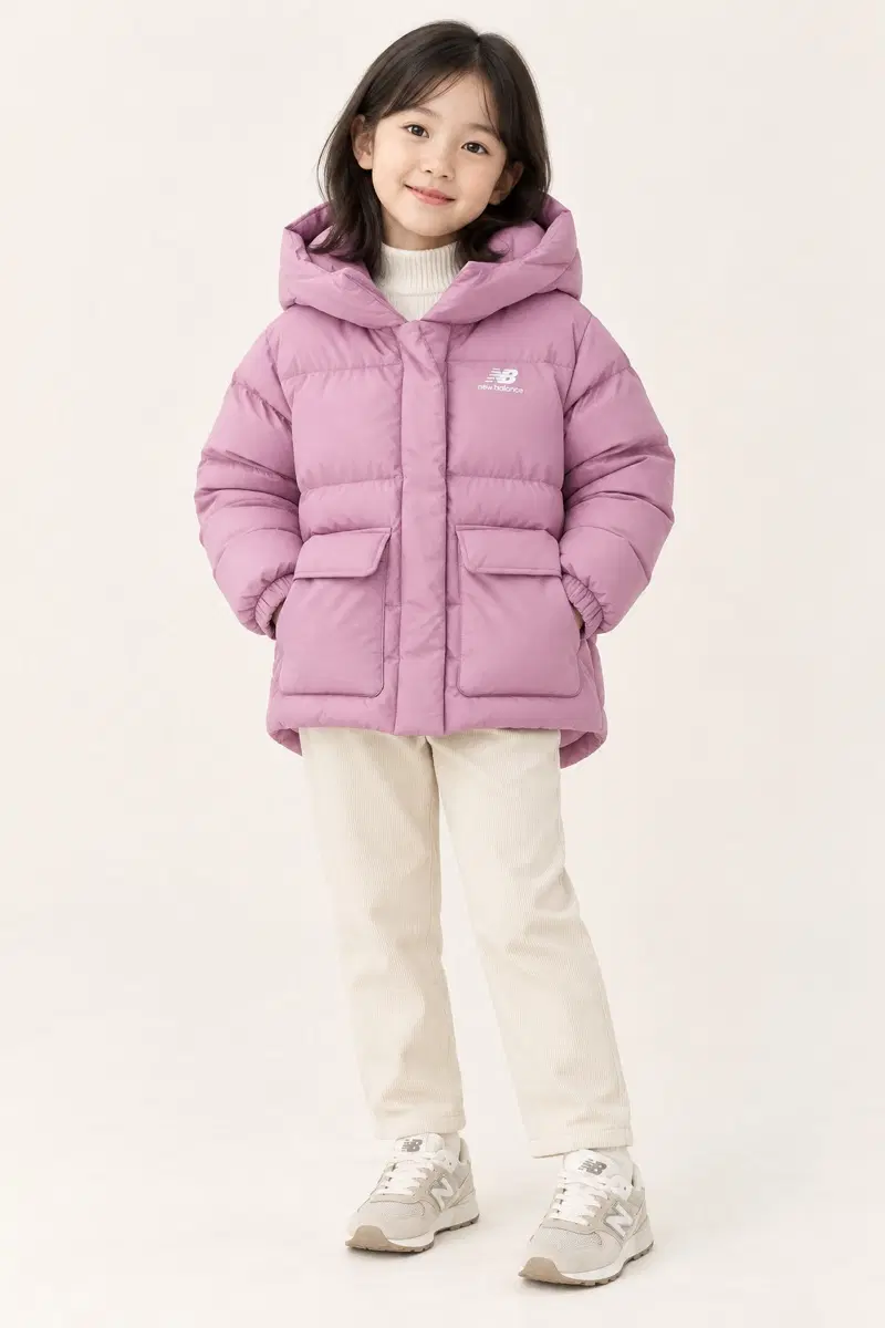 130사이즈 뉴발란스 덕다운 패딩 정품 키즈 딸기우유색 정품