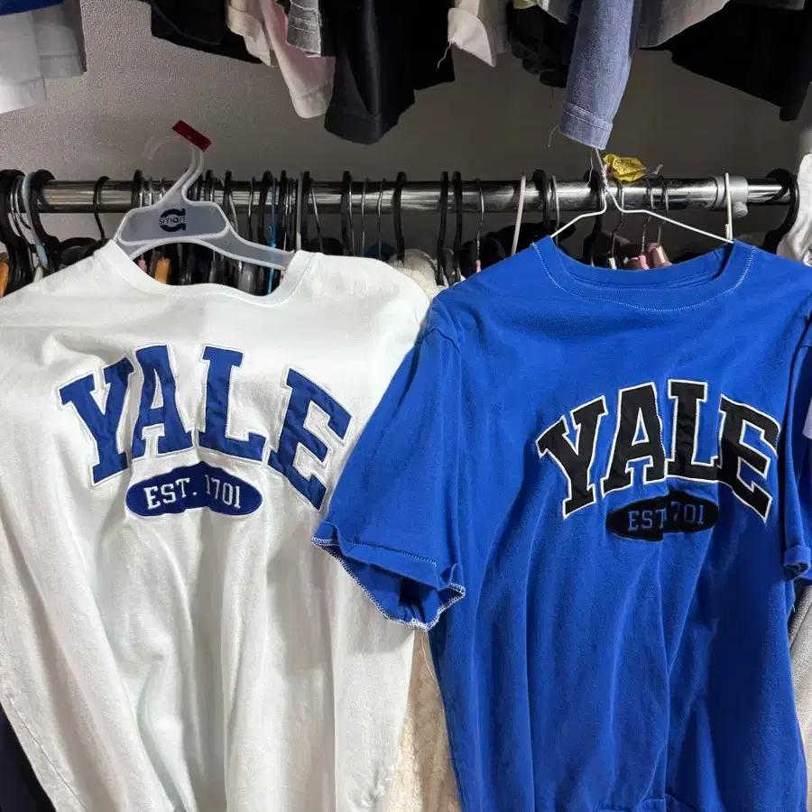 YALE 반팔 티셔츠 블루/화이트