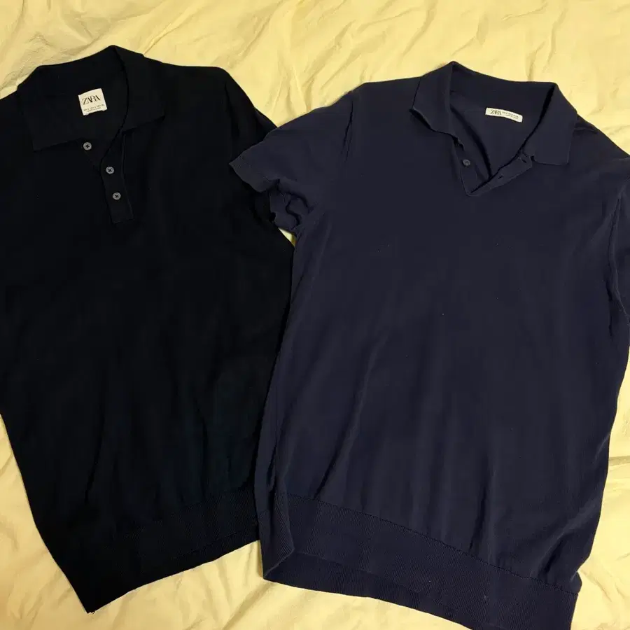 ZARA 니트 폴로 티셔츠 2장 일괄 네이비 + 딥네이비