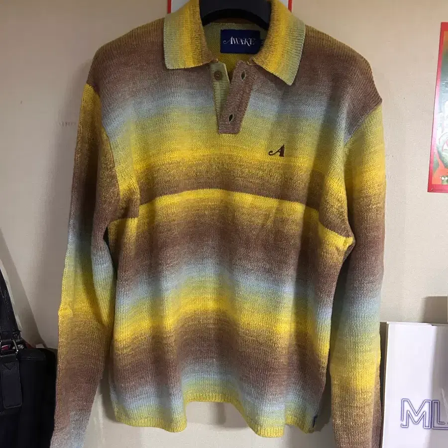 어웨이크 뉴욕 Awake NY 옴브레 스트라이프 니트 OMBRE POLO COLLAR SWEATER MULTI