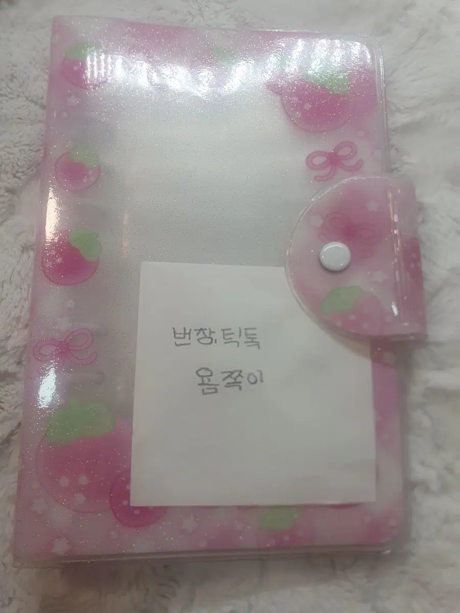 투명 딸기 패턴 바인더3공