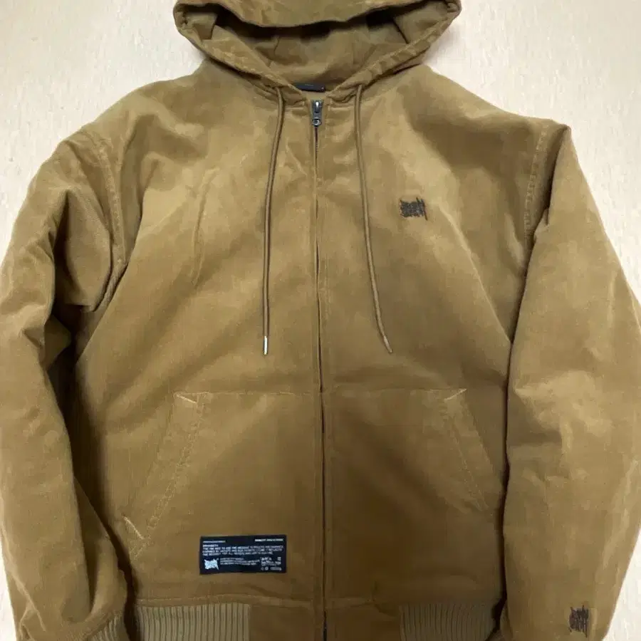 TAG CORDUROY PADDED HOOD ZIP UP - BEIGE