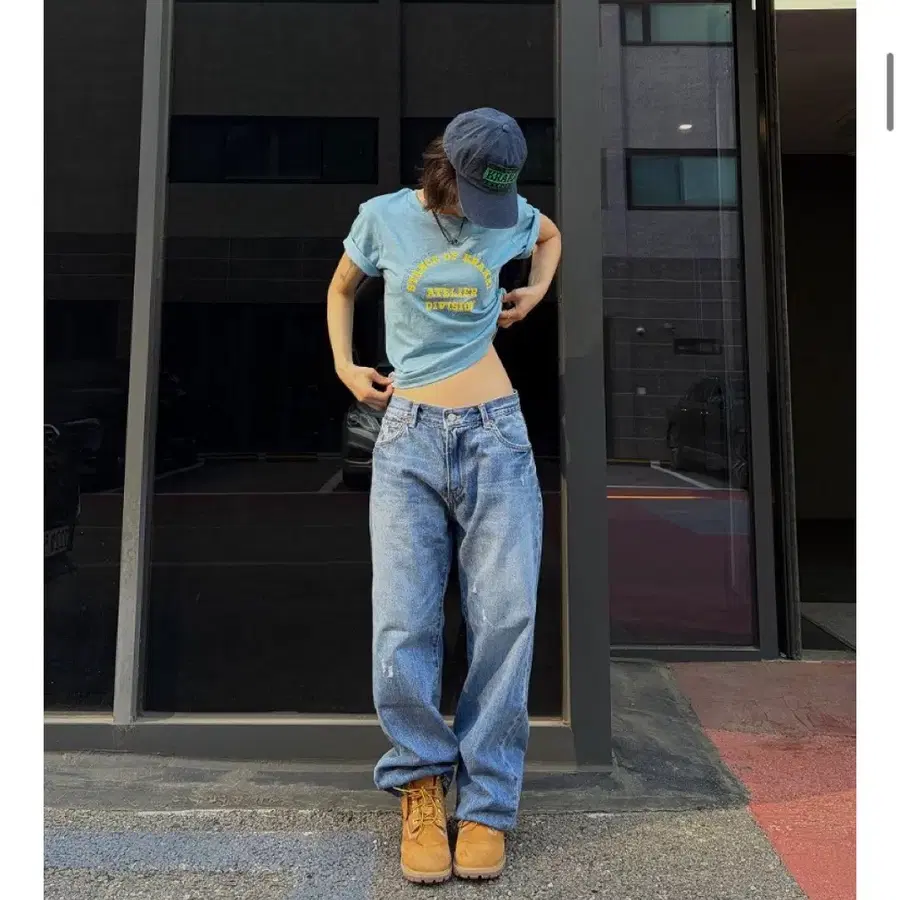 크래키 레귤러 데님 인디고 색상 s사이즈