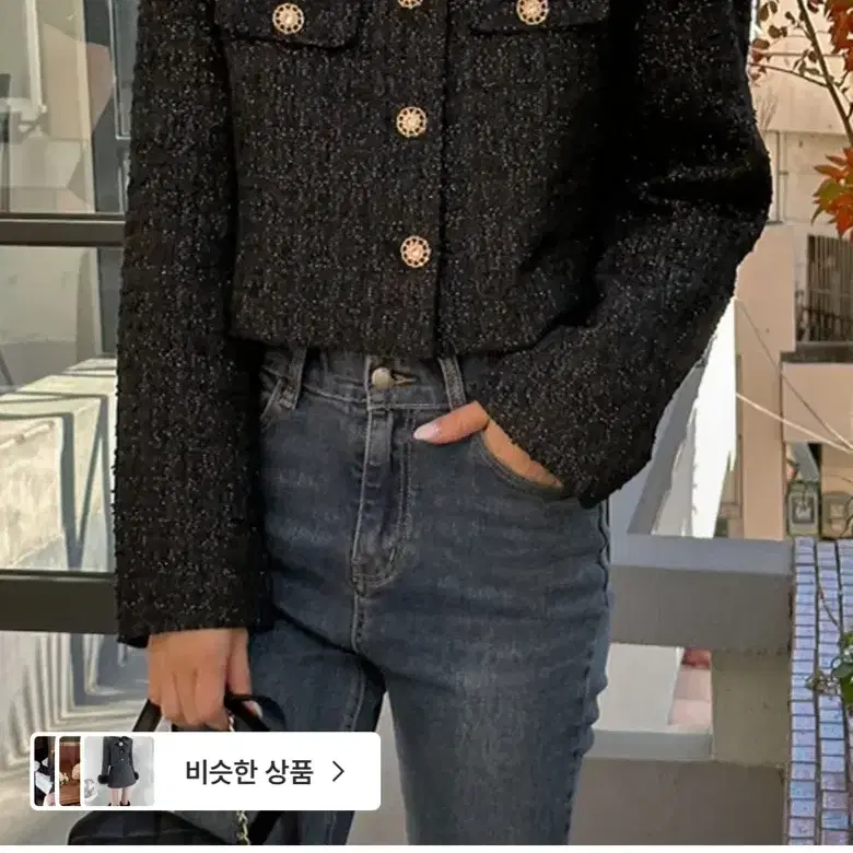 (새상품)리리앤코 퍼카라 트위드 크롭 자켓