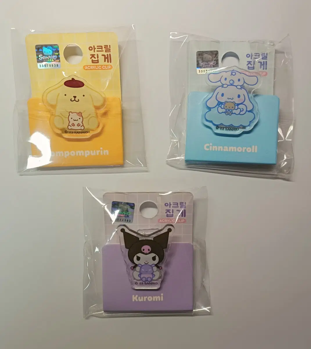 (개별) 산리오 아크릴 집게 폼폼푸린/시나모롤/쿠로미