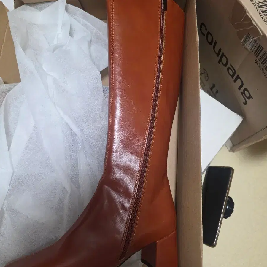 브라운 스퀘어토 롱부츠 230.새상품~