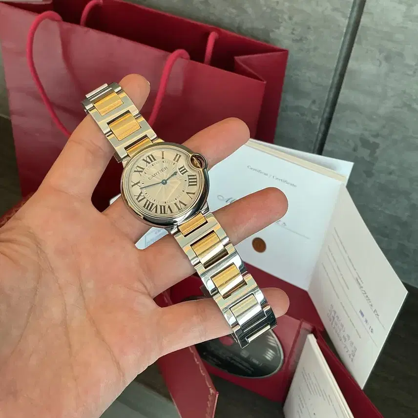 까르띠에 CARTIER 발롱 블루 드 18k 옐로우 골드 콤비 워치 36mm 사진 5