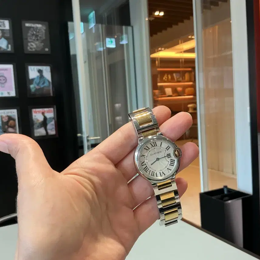 까르띠에 CARTIER 발롱 블루 드 18k 옐로우 골드 콤비 워치 36mm 사진 7